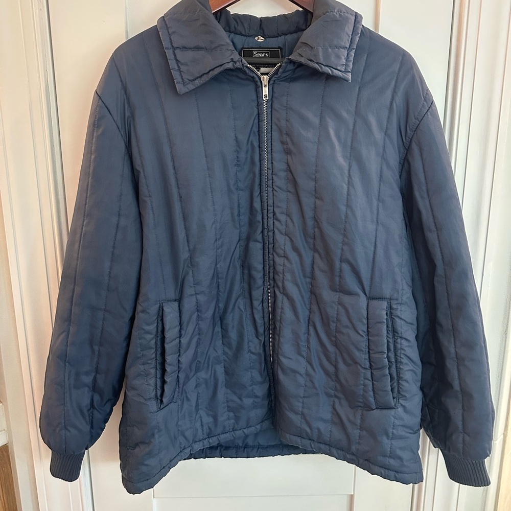 Sears Men's Deep Blue Vintage Work and Leisure Puffer Jacket